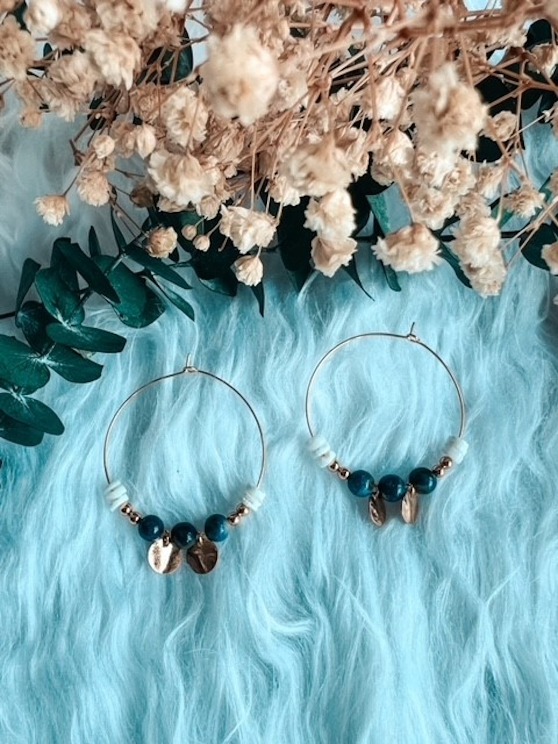 Bijoux pierres naturelles créoles et sequins