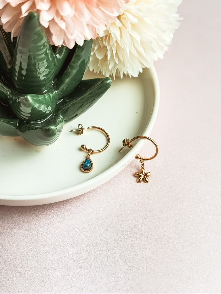 Boucles d'oreilles pierres naturelles bohème Collection MAREVA – bijou fait main France