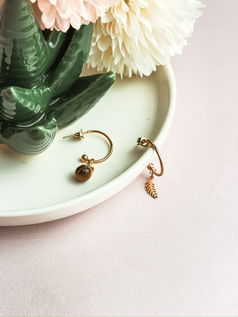 Boucles d'oreilles pierres naturelles bohème Collection MAREVA – bijou fait main France