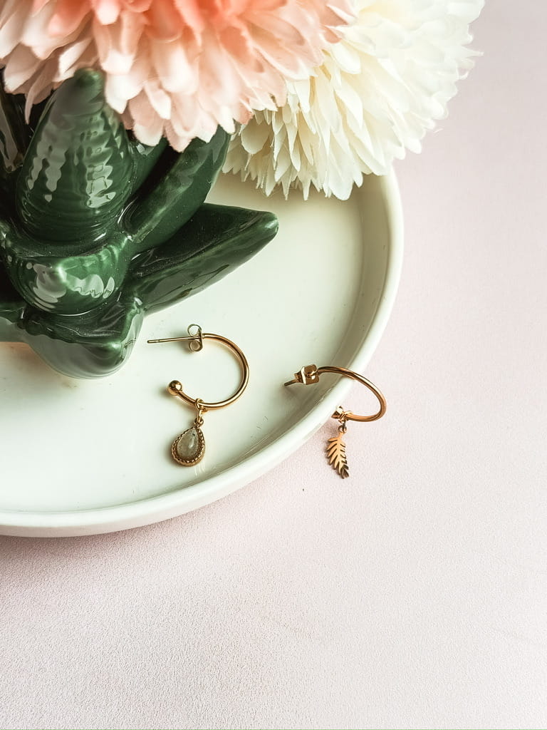 Boucles d'oreilles pierres naturelles bohème Collection MAREVA – bijou fait main France