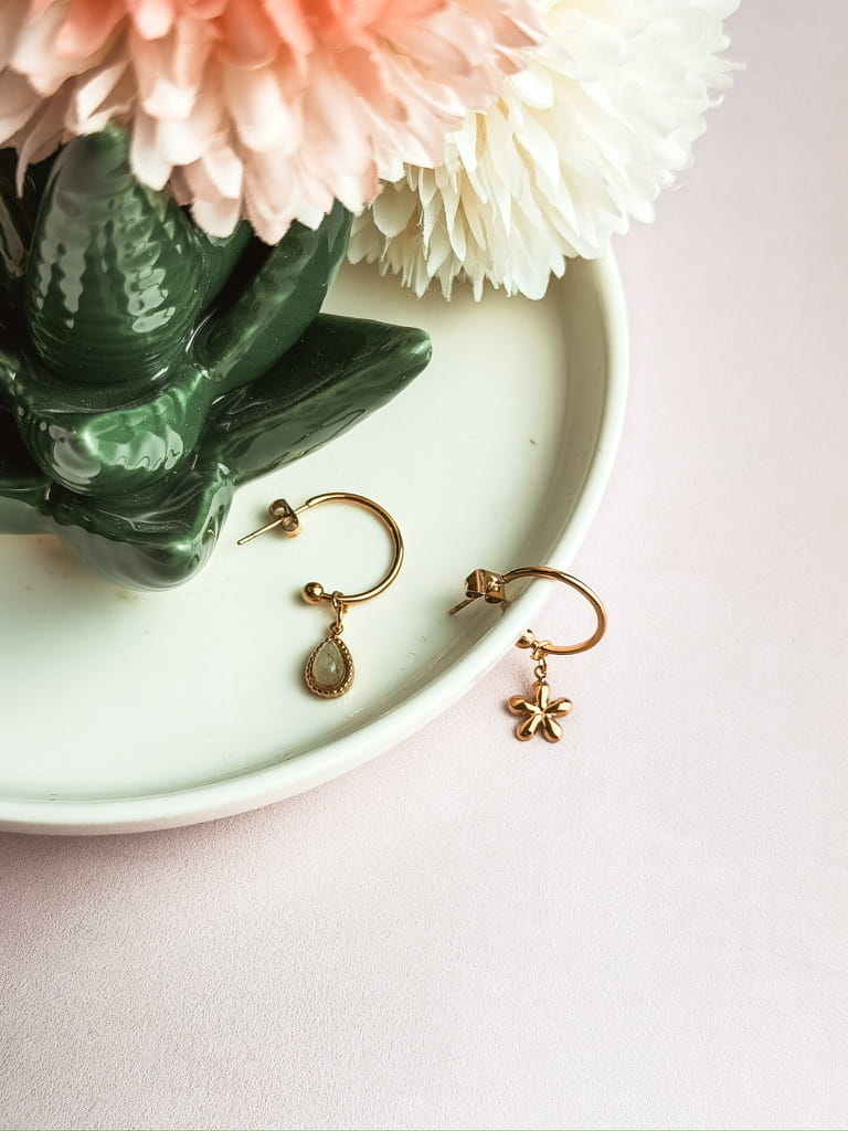 Boucles d'oreilles pierres naturelles bohème Collection MAREVA – bijou fait main France