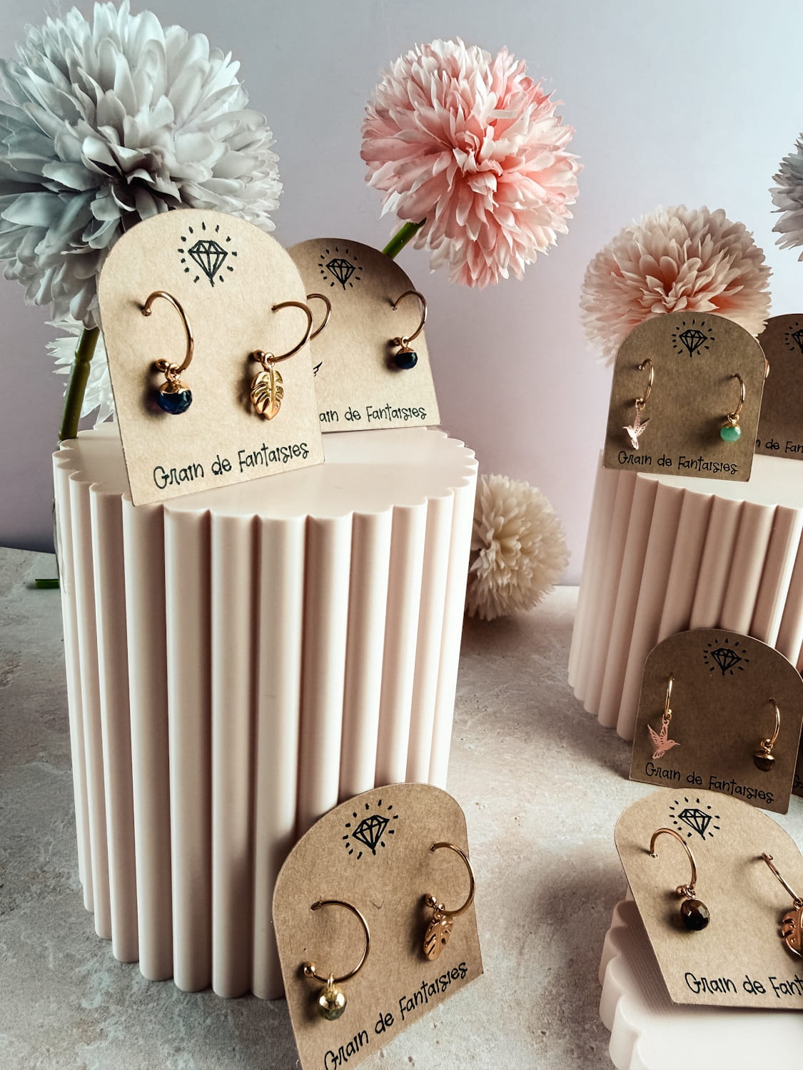 Boucles d'oreilles pierres naturelles bohème Collection MAREVA – bijou fait main France