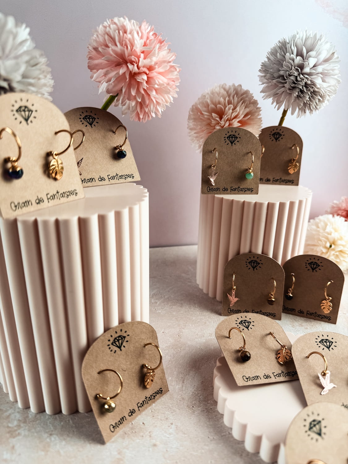 Boucles d'oreilles pierres naturelles bohème Collection MAREVA – bijou fait main France