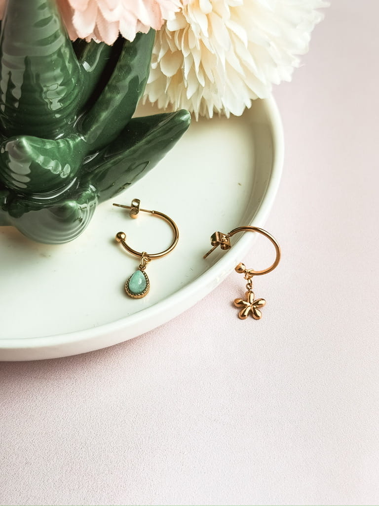 Boucles d'oreilles pierres naturelles bohème Collection MAREVA – bijou fait main France
