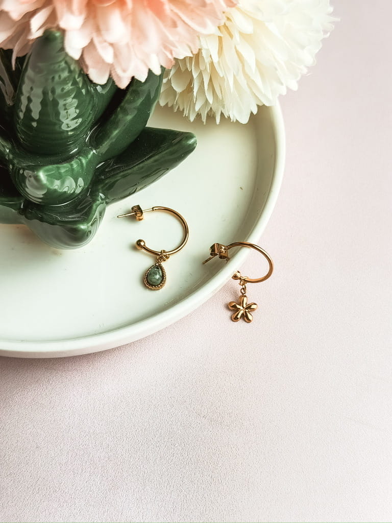 Boucles d'oreilles pierres naturelles bohème Collection MAREVA – bijou fait main France