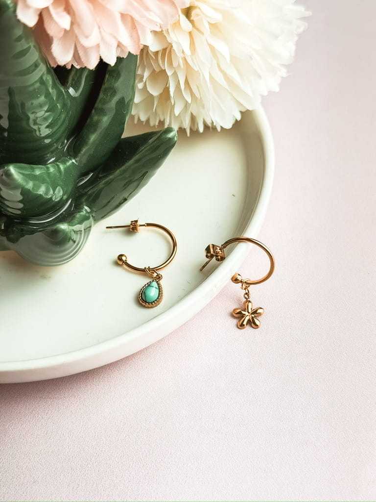 Boucles d'oreilles pierres naturelles bohème Collection MAREVA – bijou fait main France