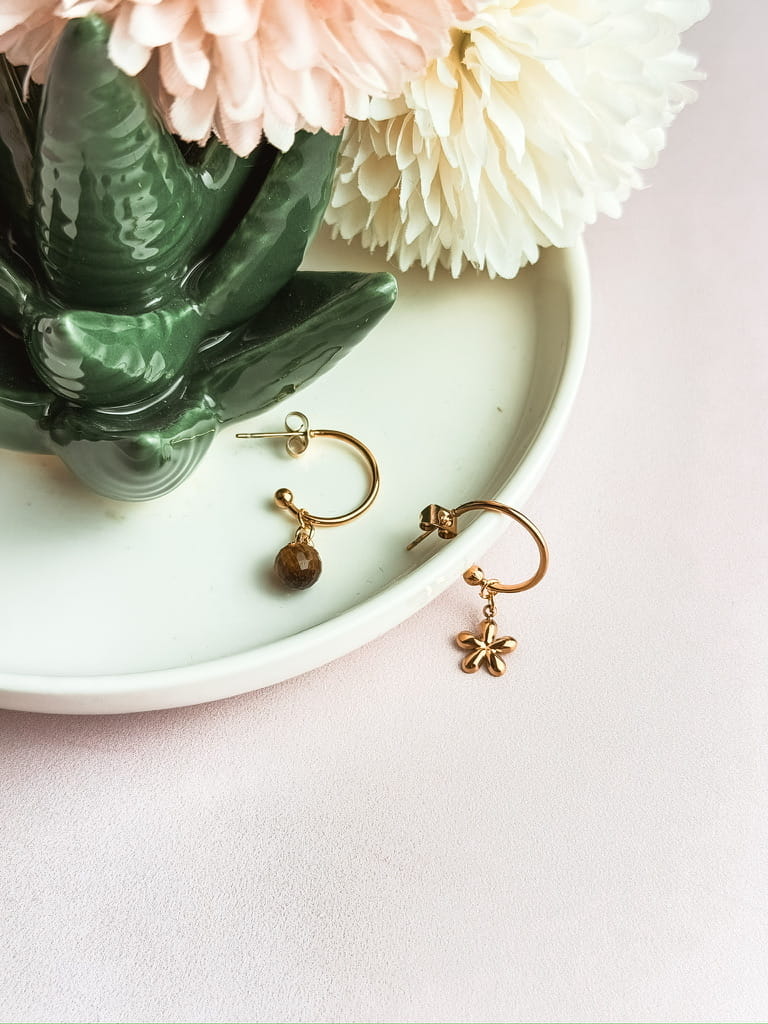 Boucles d'oreilles pierres naturelles bohème Collection MAREVA – bijou fait main France