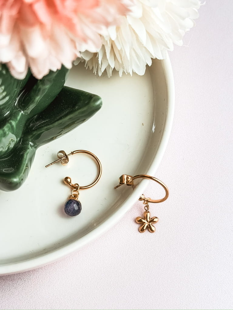 Boucles d'oreilles pierres naturelles bohème Collection MAREVA – bijou fait main France