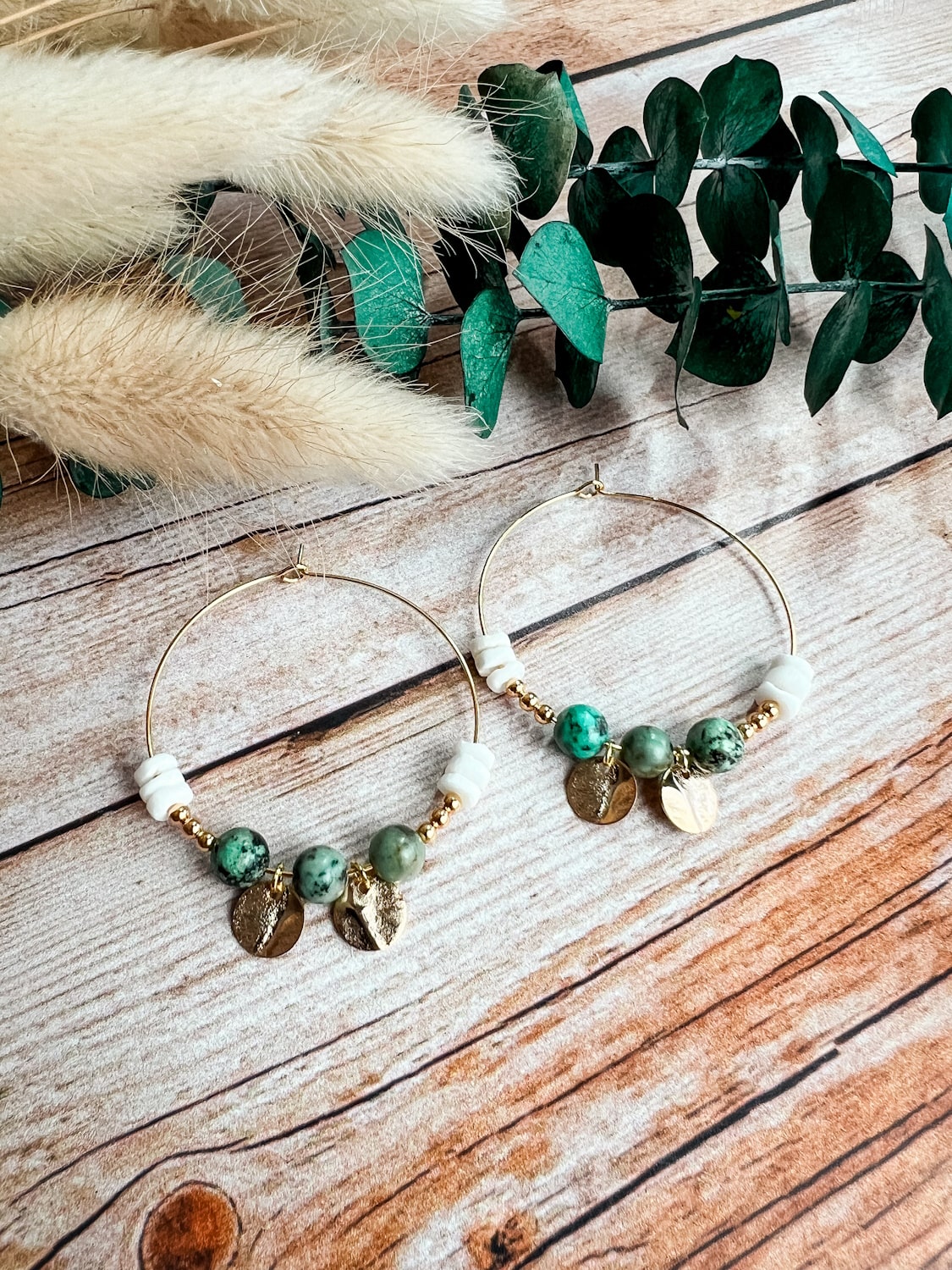 Bijoux pierres naturelles créoles et sequins