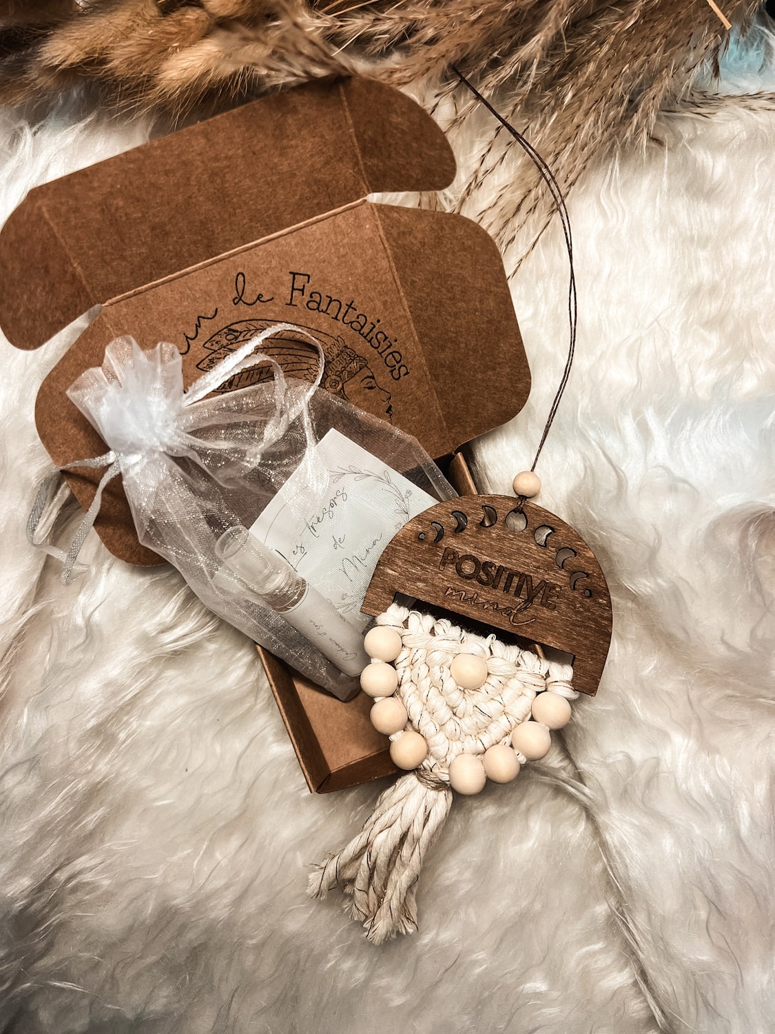 Coffret macramé diffuseur macramé bois