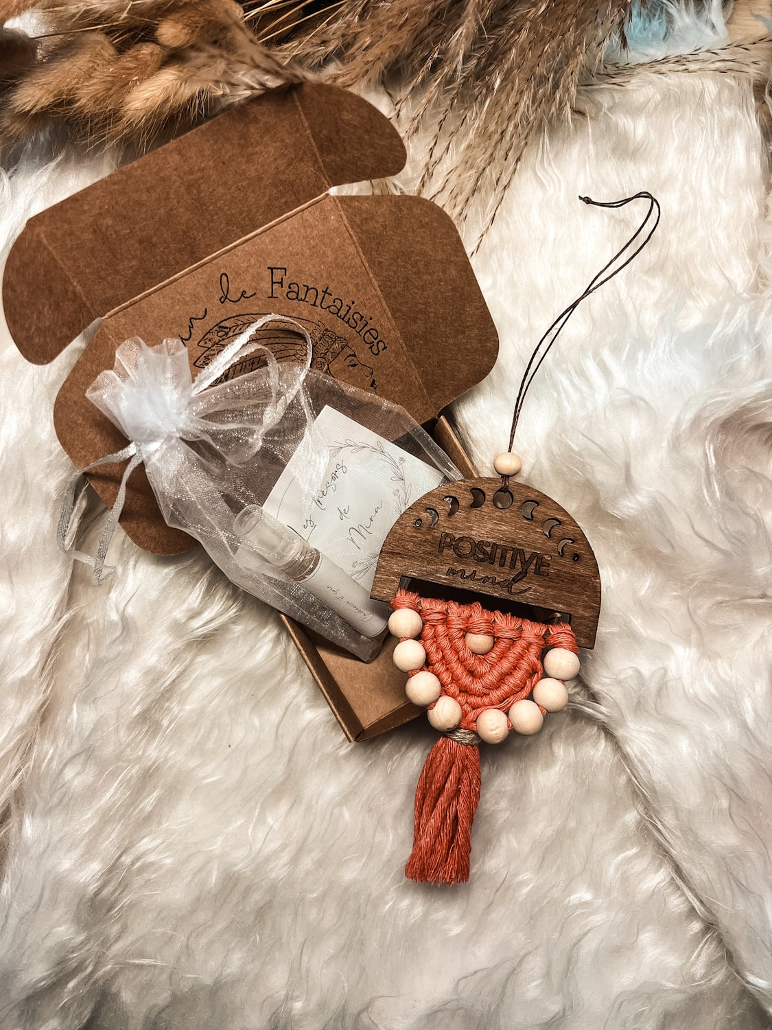 Coffret macramé diffuseur macramé bois