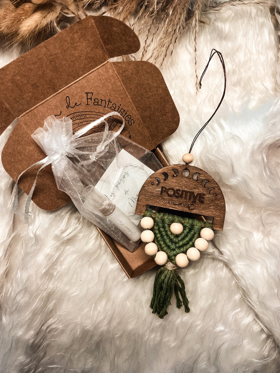 Coffret macramé diffuseur macramé bois