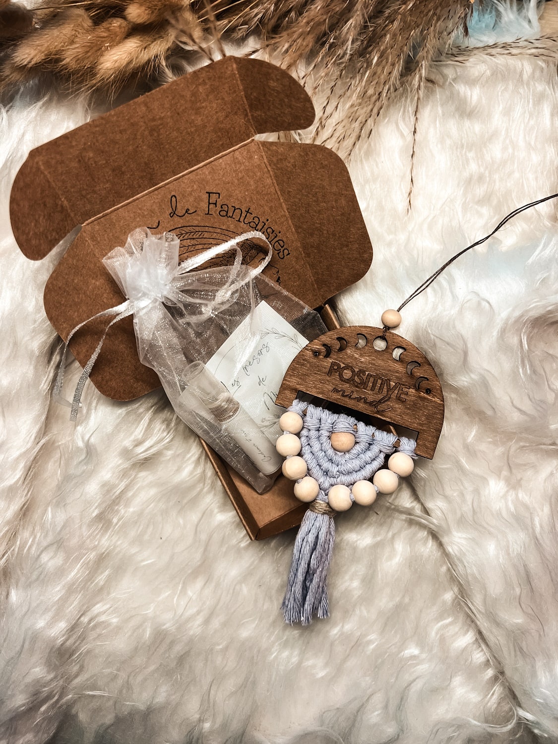 Coffret macramé diffuseur macramé bois