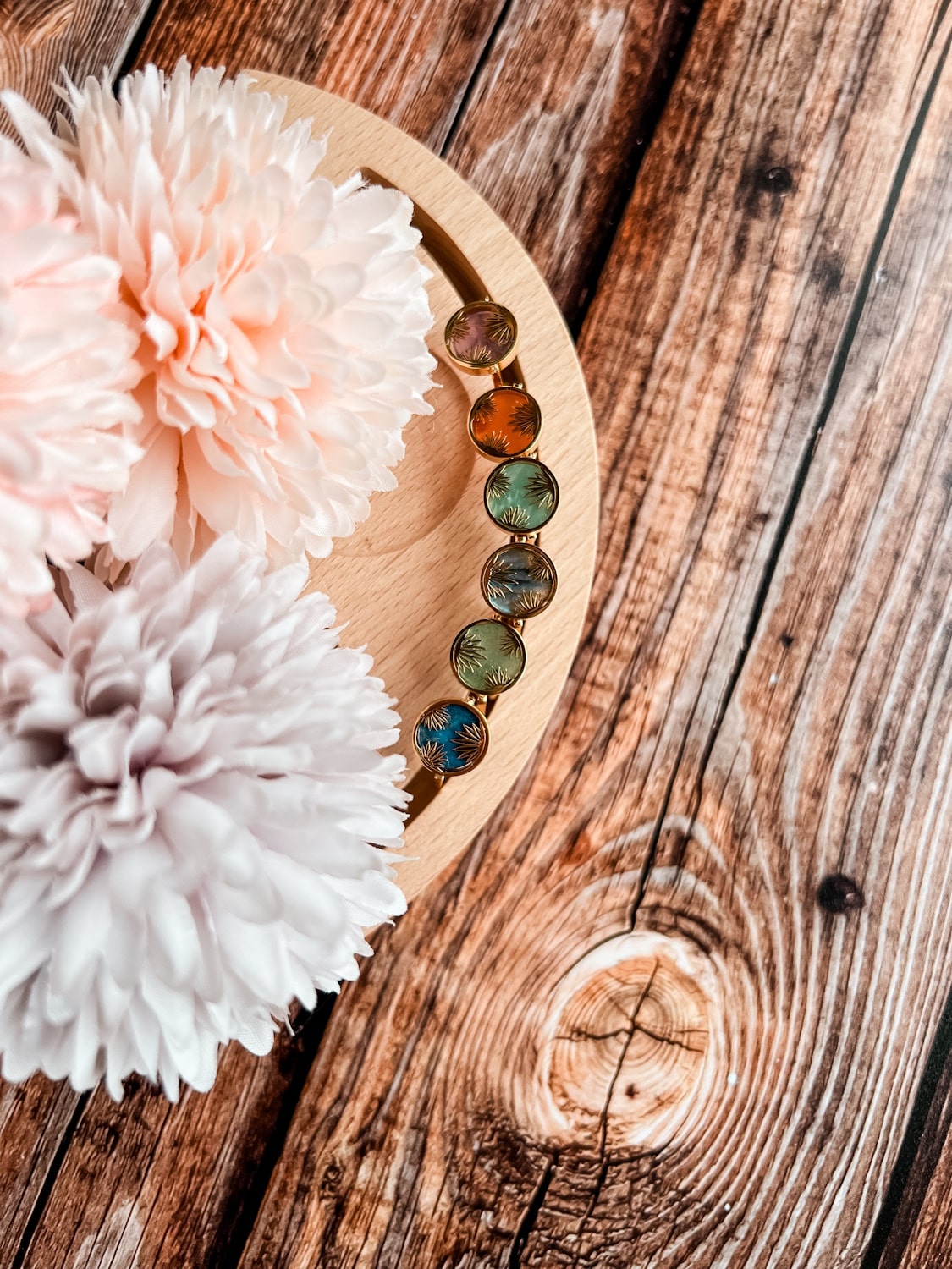 Bague fleur ronde pierre naturelle - Bijou élégant & coloré