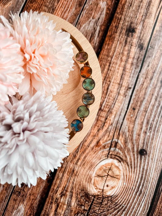 Bague fleur ronde pierre naturelle - Bijou élégant & coloré