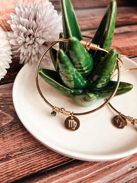 Bracelet zodiaque - Bijoux signe astrologique jonc doré