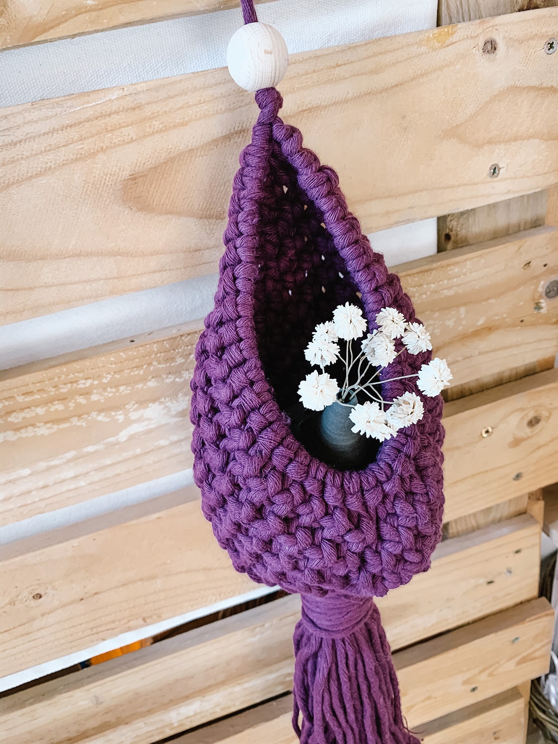 Suspension cocon macramé grand modèle