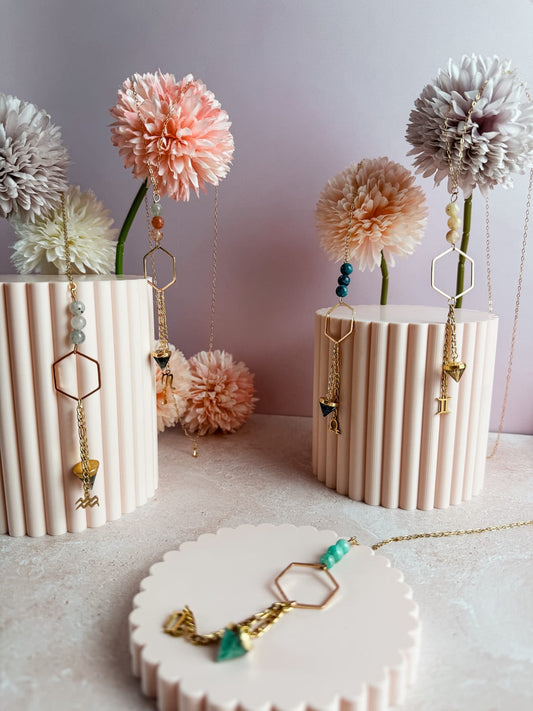 Collier Pierre Naturelle Hexagone Zodiaque – Bijoux Lithothérapie Artisanal Made in France