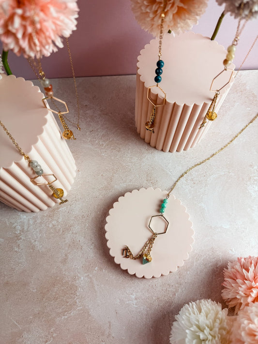 Collier Pierre Naturelle Hexagone Zodiaque – Bijoux Lithothérapie Artisanal Made in France