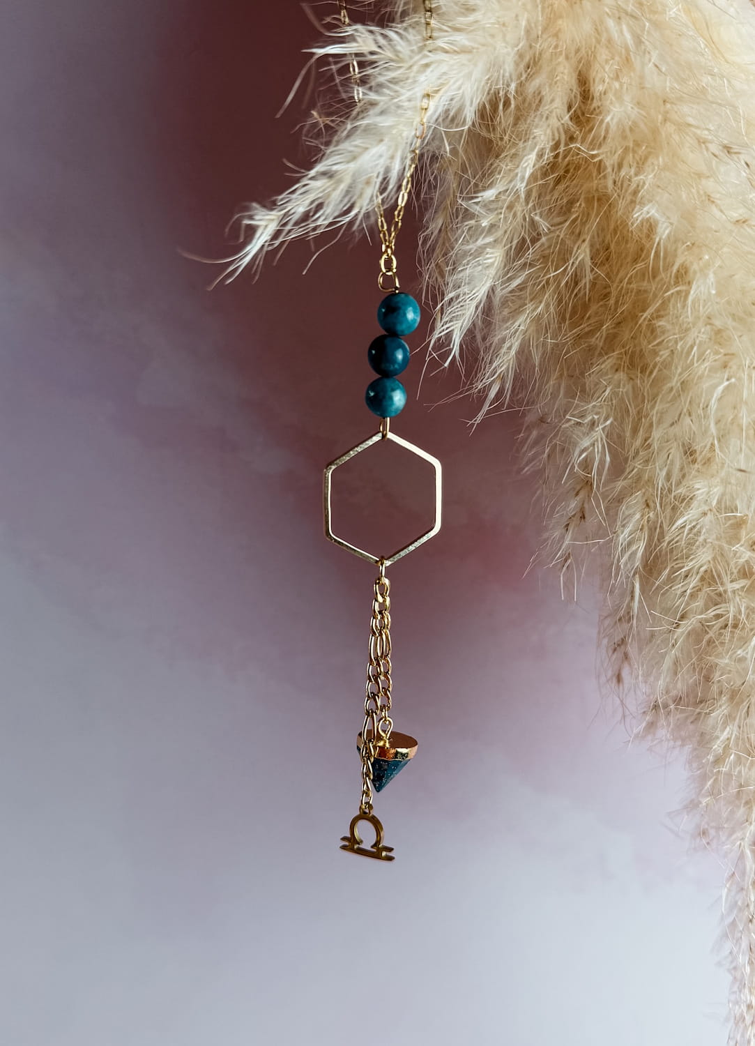 Collier Pierre Naturelle Hexagone Zodiaque – Bijoux Lithothérapie Artisanal Made in France