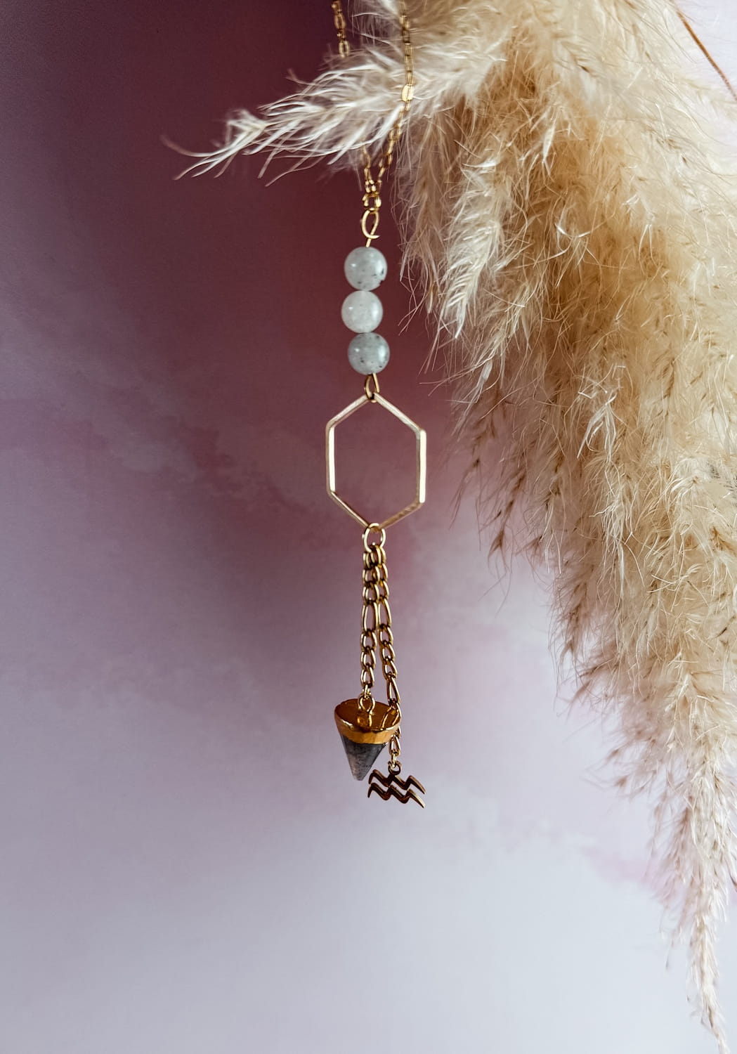Collier Pierre Naturelle Hexagone Zodiaque – Bijoux Lithothérapie Artisanal Made in France
