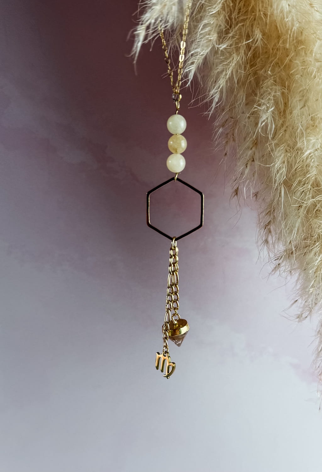 Collier Pierre Naturelle Hexagone Zodiaque – Bijoux Lithothérapie Artisanal Made in France