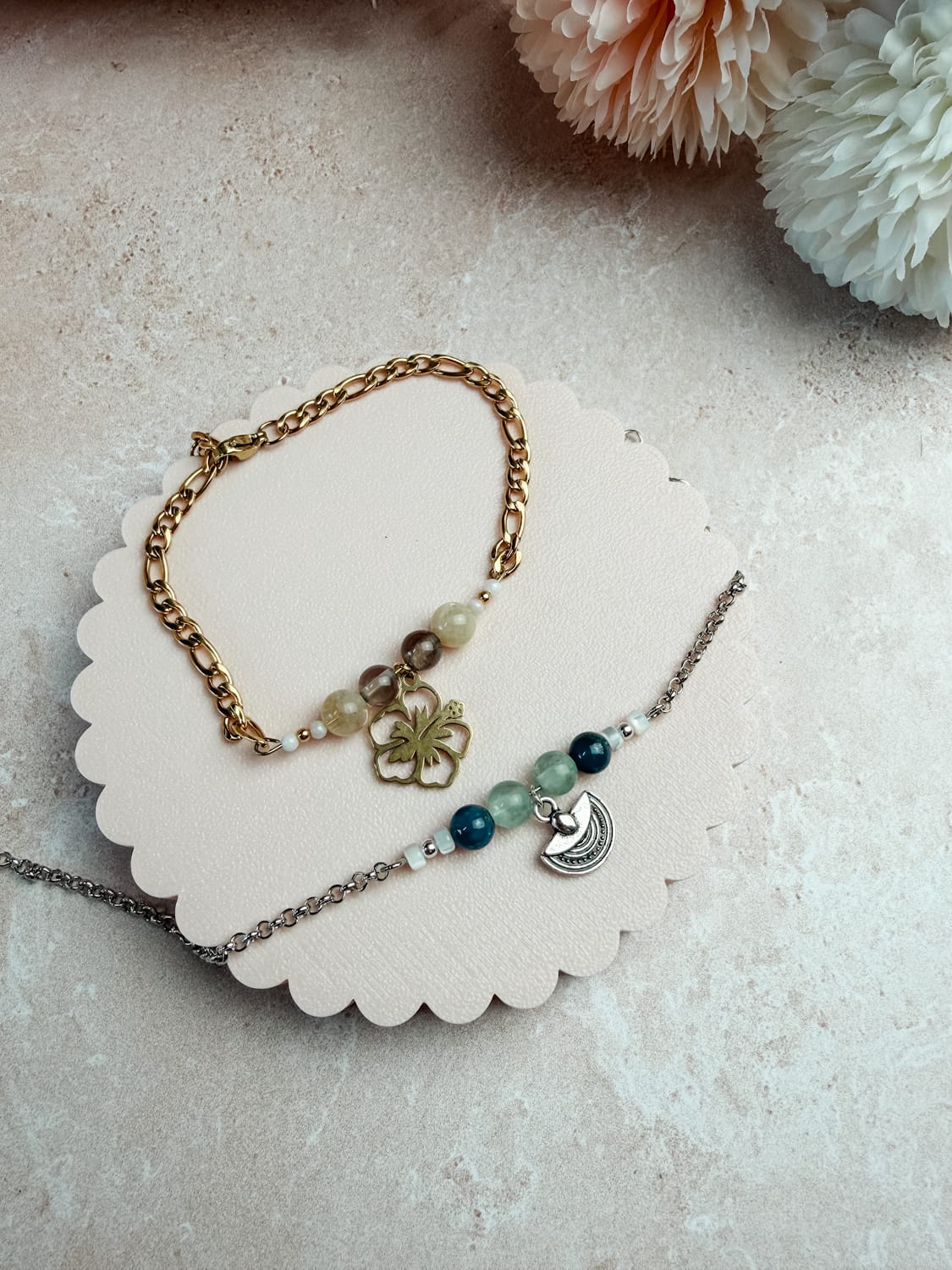 Bracelet émotion pierres naturelles – lithothérapie délicat ajustable fait main France